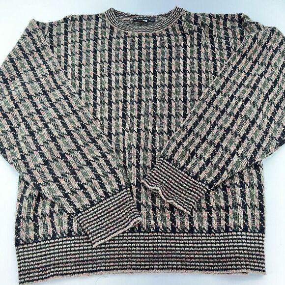 Mark Shale VTG Houndstooth Wool Long Sleeve Sweater Size Large Men’s - Picture 1 of 3